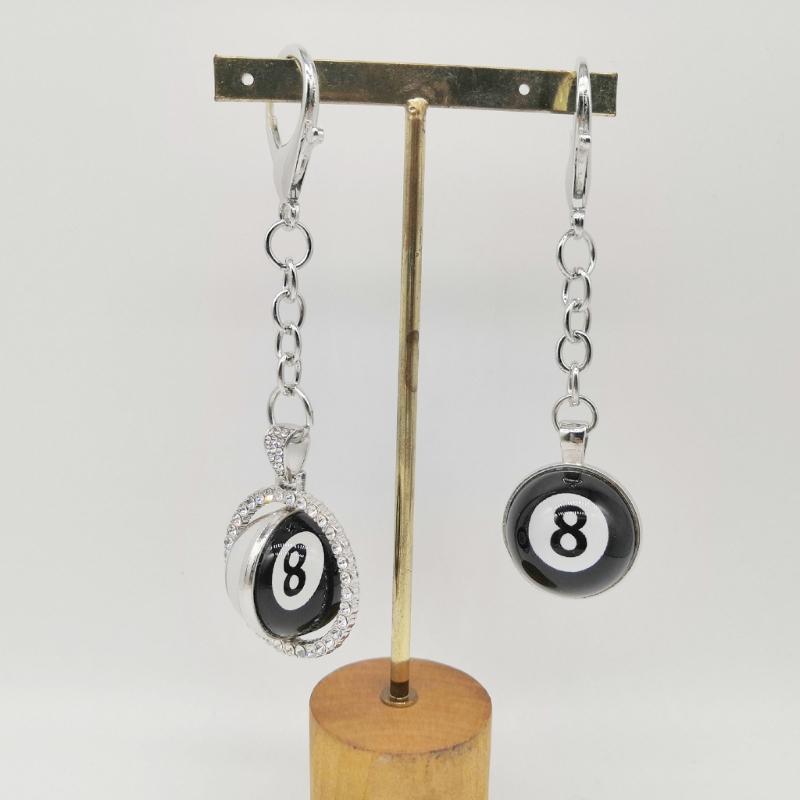 Schwarzer Billard-Schlüsselanhänger Nr. 8 Mini-Kugelanhänger Schlüsselring Glas-Schlüsselanhänger Bartisch-Dekoration Schmuck Spiel-Souvenirs Geschenk
