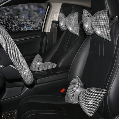 Bling Diamant Kristal Strass Strik Auto Hoofdsteunkussen Auto Kristal Kussen Ondersteuning Hoofdsteun Auto Accessoires voor Vrouwen