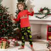 Family Matching Printed Long Sleeve Round Neck Pajama Set with Pants for Parents and Kids
