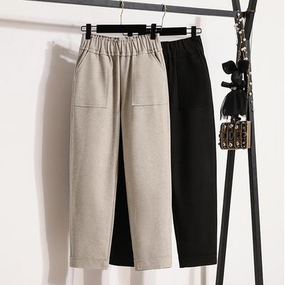 DIMANAF 2024 Plus Size Winter Women Long Pants Elastic Waist Loose Casual Thick Cotton Trousers Pants