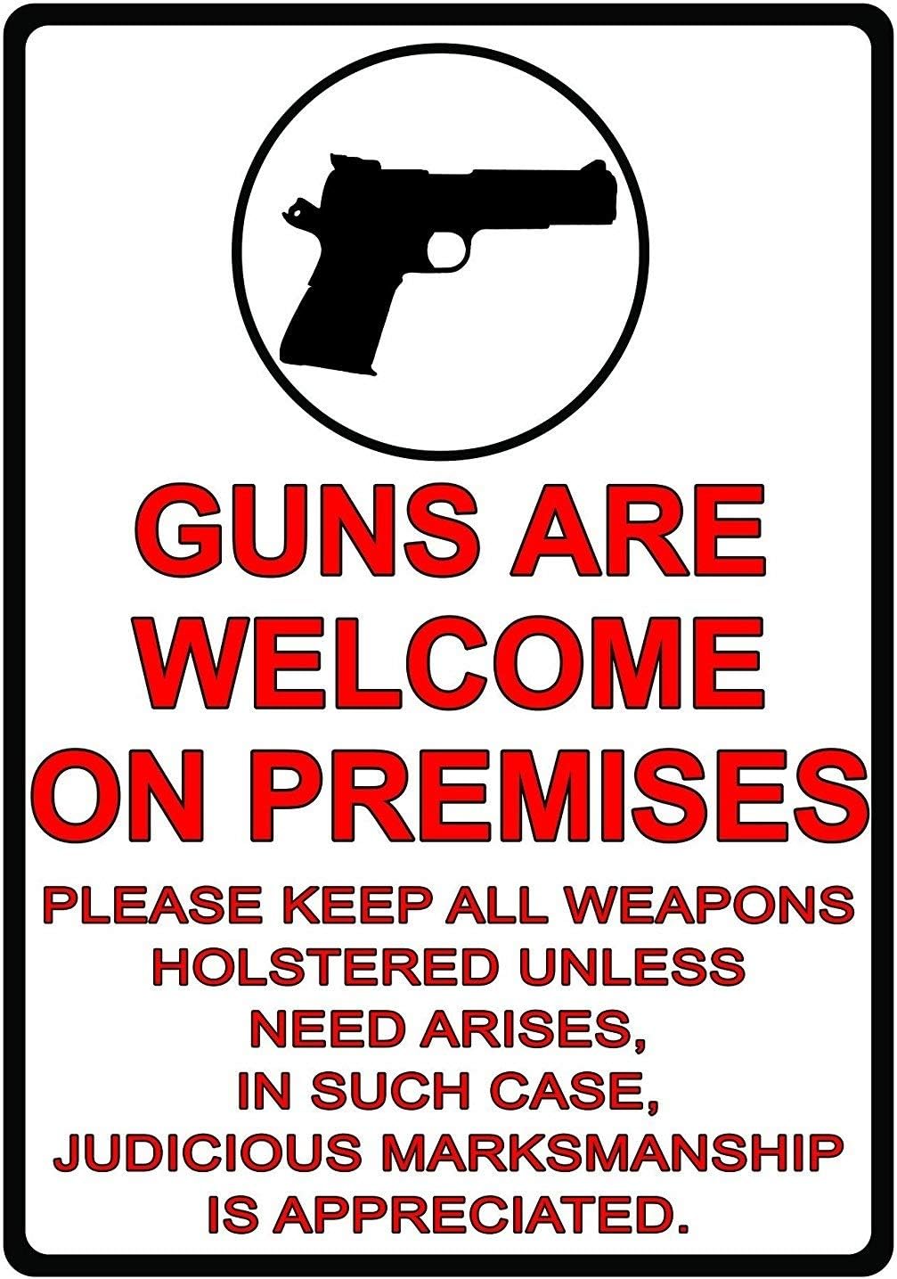 

Guns are Welcome on Premises Weather Proof Embossed Tin Signs Metal Wall Signs Hall Garage Poster TIN Sign X 20x30cm（7.8x11.8inch）