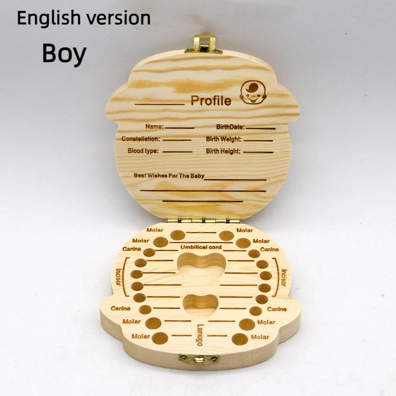 Wooden Children's Dental Deciduous Tooth Collector Organizer Container Kids Milk Teeth Save Gift Odontologia Storage Box