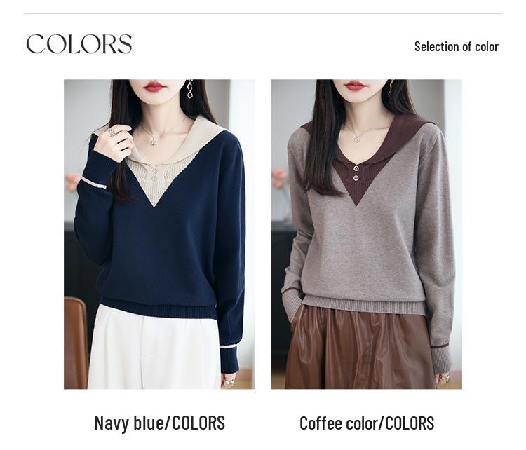 2025 Autumn Women's V-neck Knitted Sweater: Fashionable Two-piece Casual Pullover