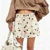 Women Polka Dot Denim Shorts Frayed Hem with Braided Drawstring High Waist Casual Jean Shorts Y2K Streetwear Summer Beach Shorts