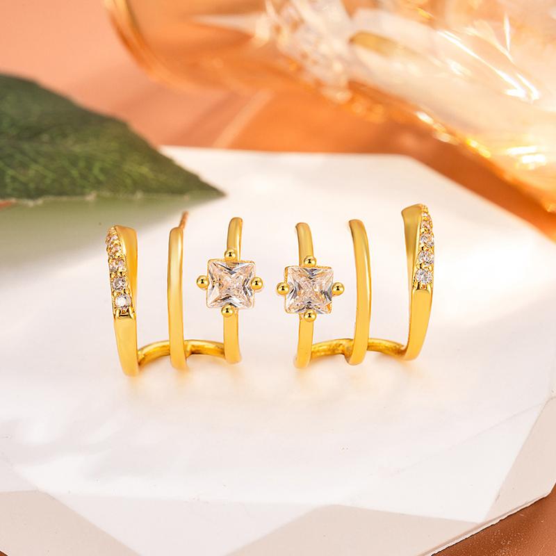 Trendy CZ Claw-Shape Stud Earrings for Women Minimalist Versatile Ear Piercing Accessories Fashion Dating Jewelry Wholesale