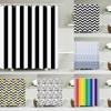 Black And White Striped Shower Curtain With Hooks Waterproof Polyester Fabric Geometric Pattern Home Decor Bathroom Curtain Baño