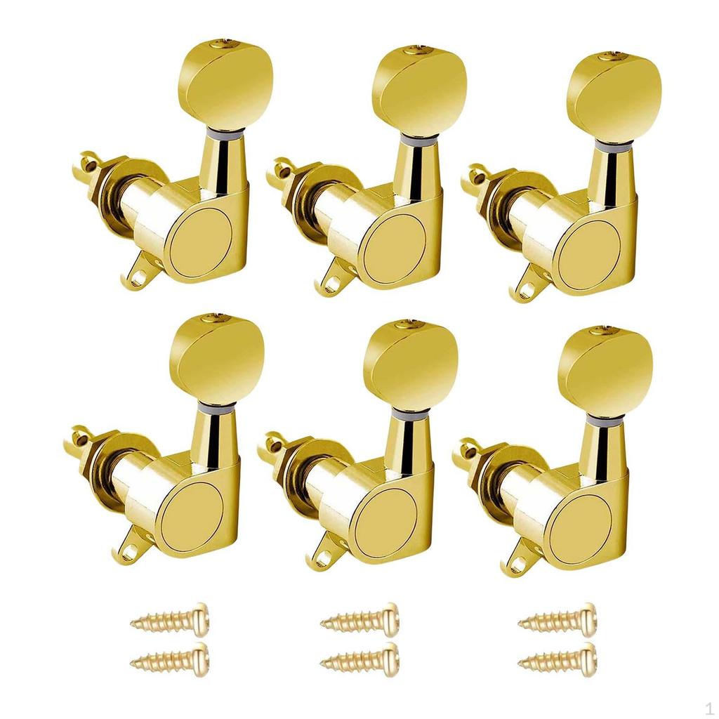 6 Pieces Guitar Tuning Pegs Knobs with Mounting Screws Gear Ratio 1:14 Sealed Tuners