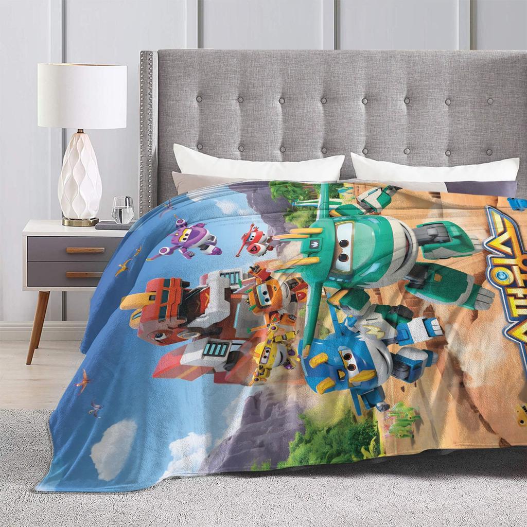 Super Wings Car Robot Blankets Cartoon Fleece Throw Blanket Bed Sofa Portable Soft Warm Bedsprea,