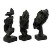 Black Thinker Statue 3pcs Modern Home Collection Statues Abstract Facial Art Resin Ladies Thinker Figurines Set For Living Room