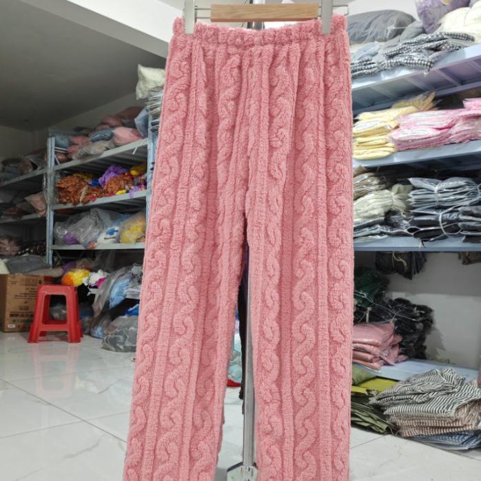 Dámské pyžamové kalhoty z korálového fleecu nadměrné velikosti - Silný, hřejivý flanel na podzim/zimu