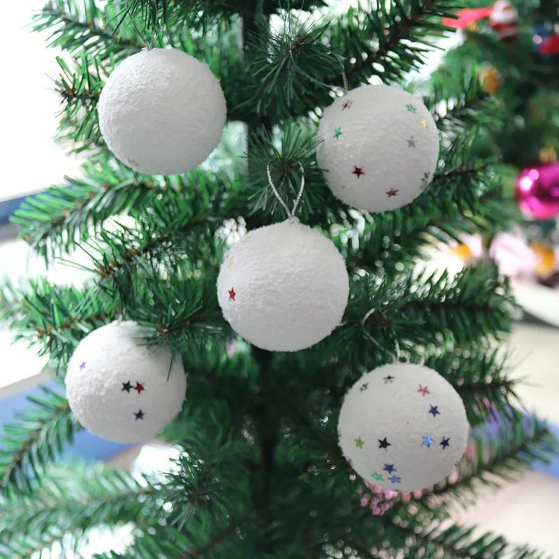 Foam Star Christmas Tree Ornament Shatterproof White Snowball Hanging Decor for Holiday Home Festive Party Decoration