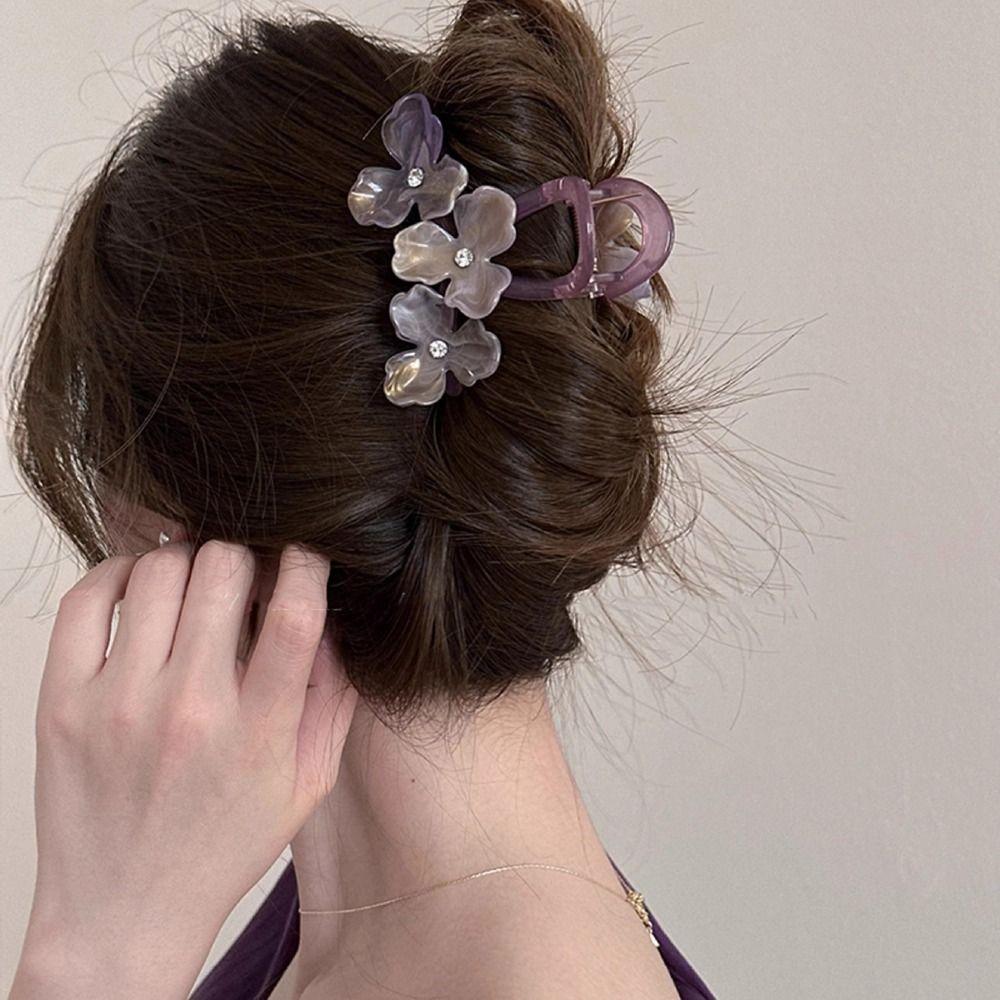 Cute Hairpin Rhinestone Hair Clip Acrylic Flower Hair Claw Fashion Girl