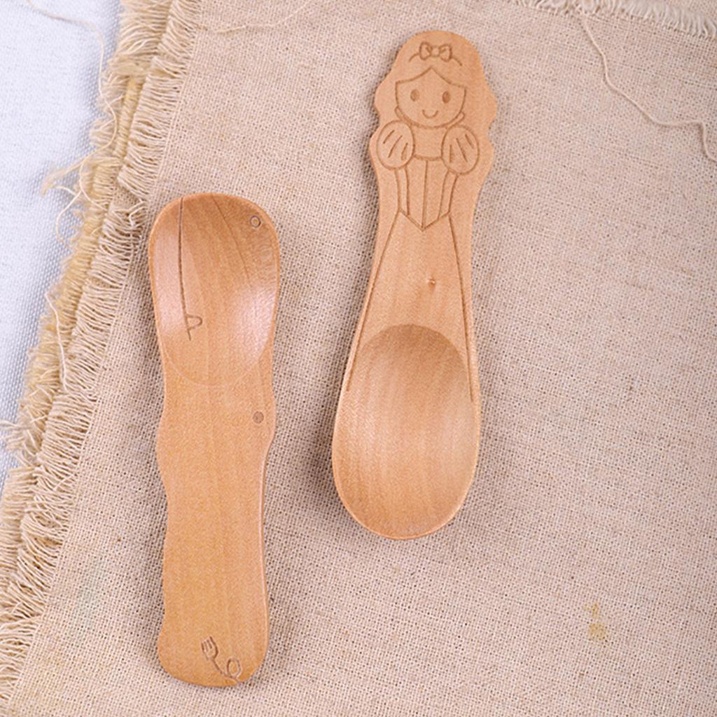 Mini Ice Cream Coffee Spoon Wooden Dessert Scoop Party Cartoon Tableware