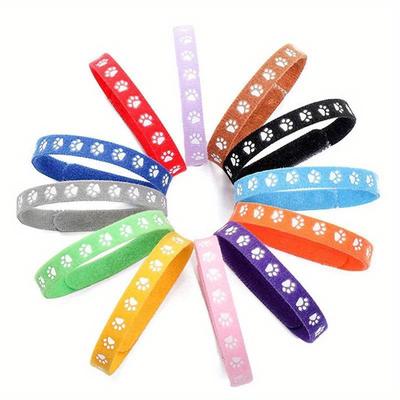 12pcs Pet Classification Collar Puppy Kitten Identification Footprint Collar Newborn Puppy Cat Birth Milk Dog Necklace Pet Supplies