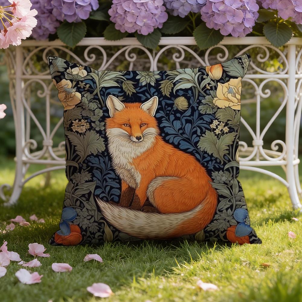 W-William M-Morris Art Fox Cushion Cover Home & Car Dual-Scene Pillow Cover: Reversible for Premium Comfort