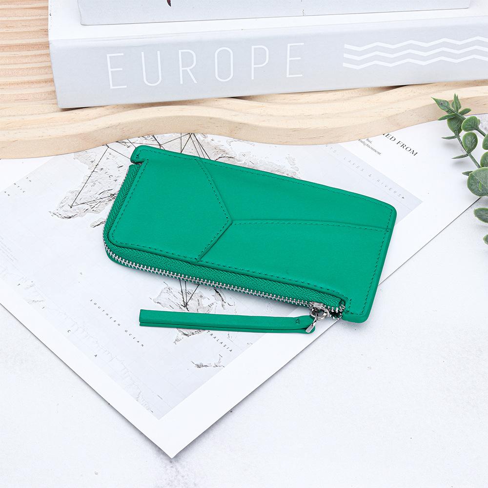 

Leather splicing change bag women s new fashion versatile multi-card short small wallet cowhide certificate small card bag зелёный
