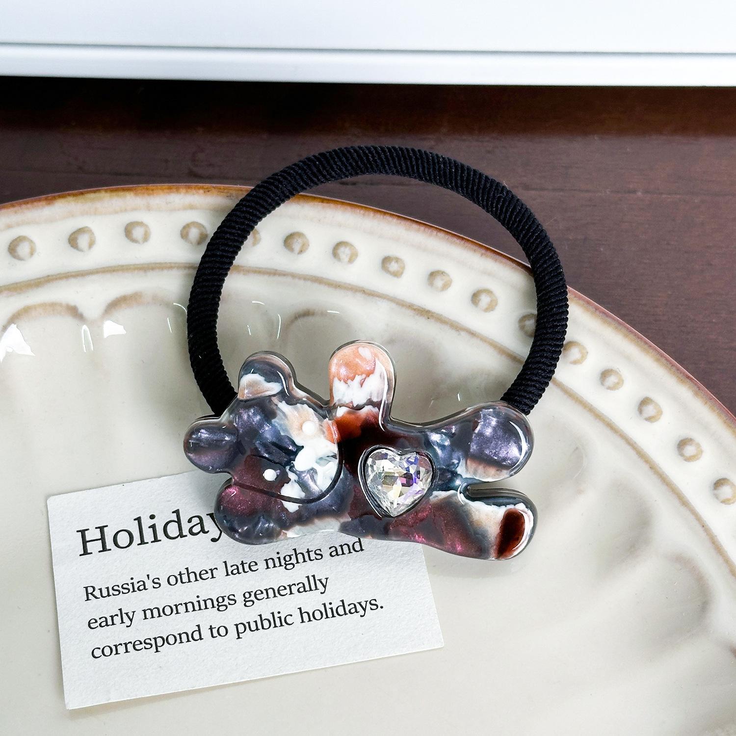 

Модные заколки для волос «Медведь» и эластичные резинки для волос, восхитительные ацетатные аксессуары Colorful Tie