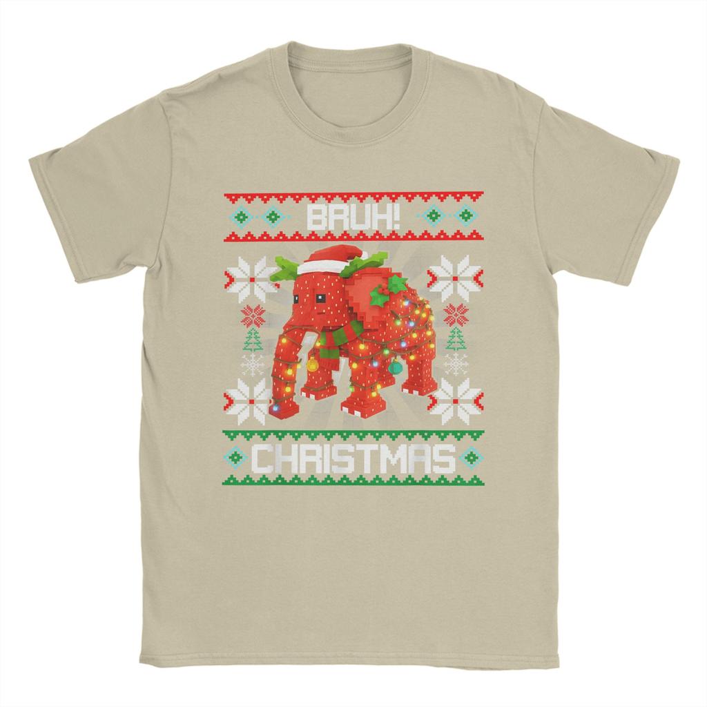 Funny Bruh Strawberry Elephant Christmas Brainrot T-Shirts for Men Round Neck T Shirts  Short Sleeve Tee Shirt Clothing
