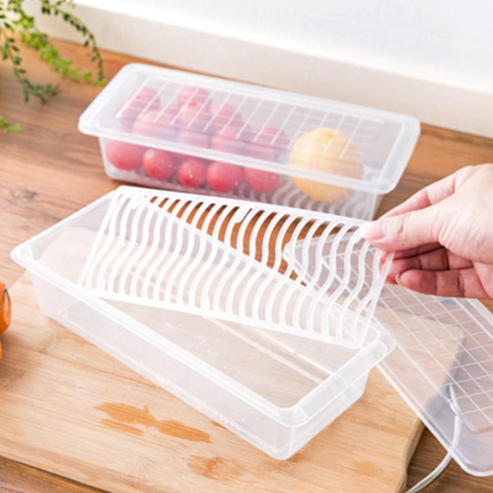 2pcs Transparent Food Storage Boxes PP Vegetable Crisper Container  Refrigerator Use