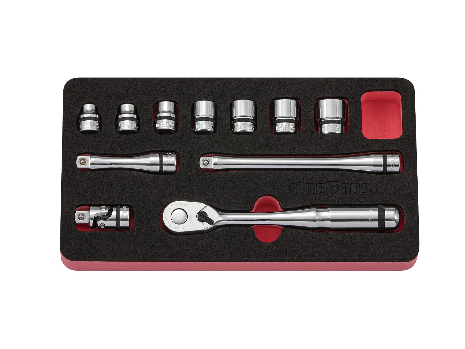 

Kyoto Machinery Tools Nepros Socket Wrench Set Inch Size Piece NTB311BC Silver (KTC) 9.5sq [11 Set] срібний