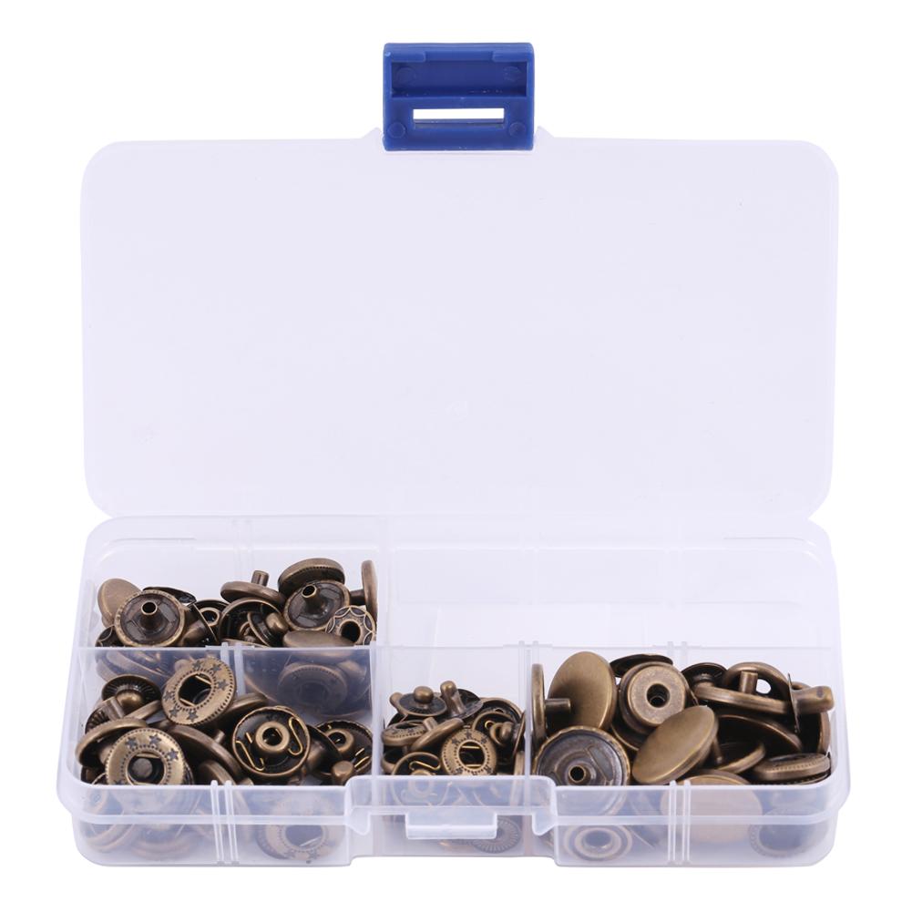 40 Sets Press Stud Snap Button Popper Fastener Leather Jeans Accessories Base Tools W Case