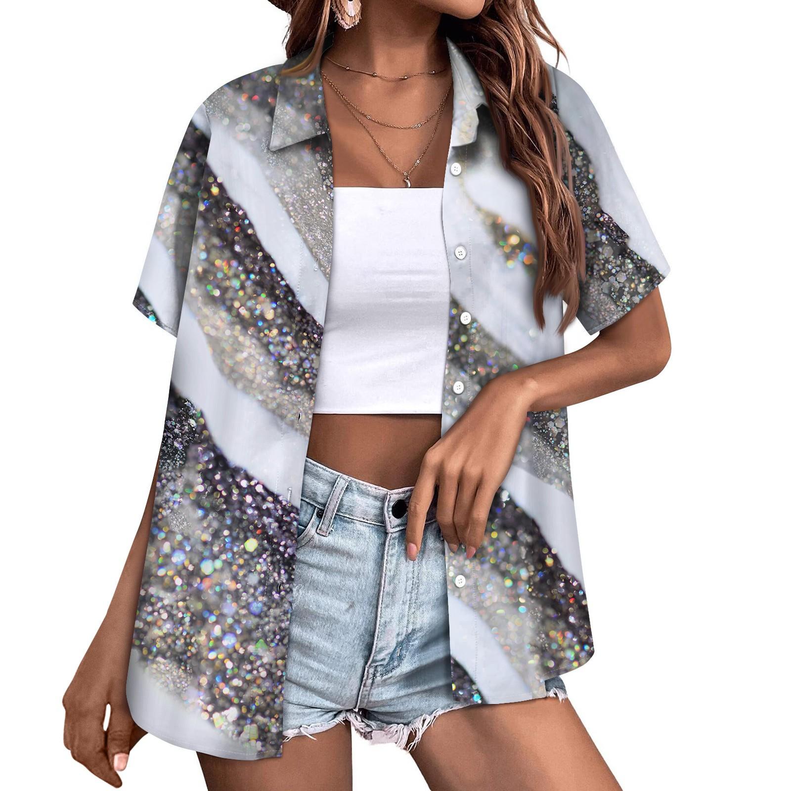 

Женская модная повседневная рубашка с короткими рукавами и цветочным принтом, пуговицы с лацканами, верхняя блузка XXL