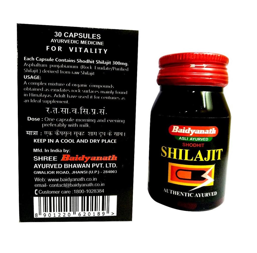Shilajit, Mumiyo (30 Kapseln, 300 mg), Shilajit, Baidyanath