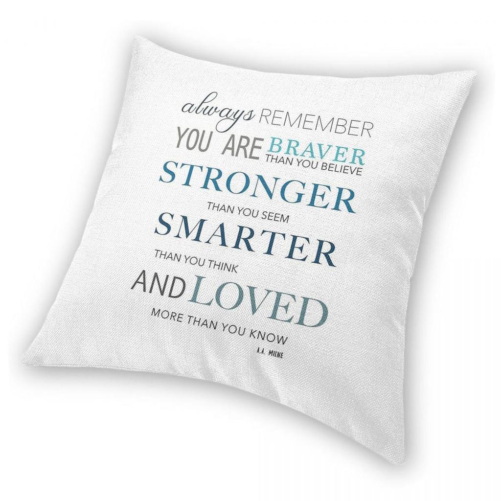 Braver Stronger Smarter Square Pillowcase Polyester Linen Velvet Pattern Zip Decor Throw Pillow Case Home Cushion Cover 45X45