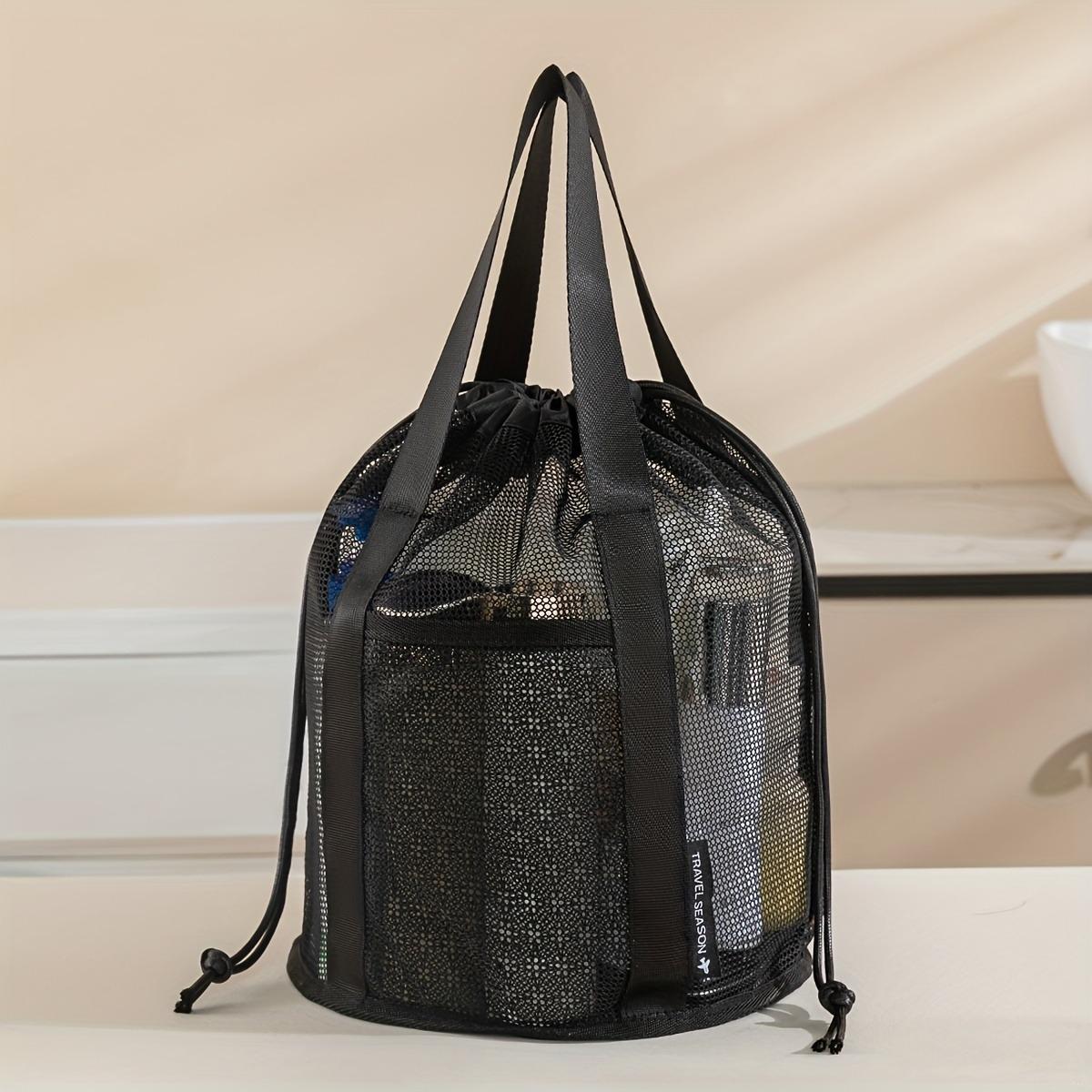 New Multifunctional Handheld Drawstring Storage Bag, Travel Foldable Mesh Toiletry Bag, Portable Drawstring Beach Bag чёрный