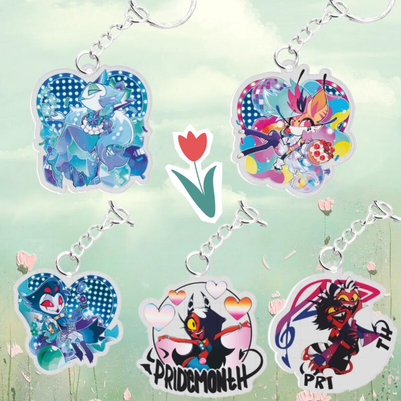 Acrylic Key Buckle for Helluva Boss Moxxie Millie Stolas Beelzebub Stella Anime Theme Acrylic Creative Keychain Pendant Gift