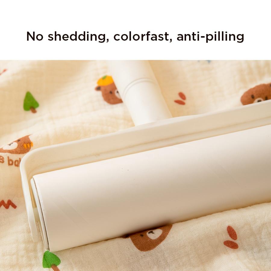 3pcs Soft Double-Layer Muslin Swaddle Blankets for Newborns - Breathable, Lightweight Cotton Wraps with Cute Bear & Moon Print