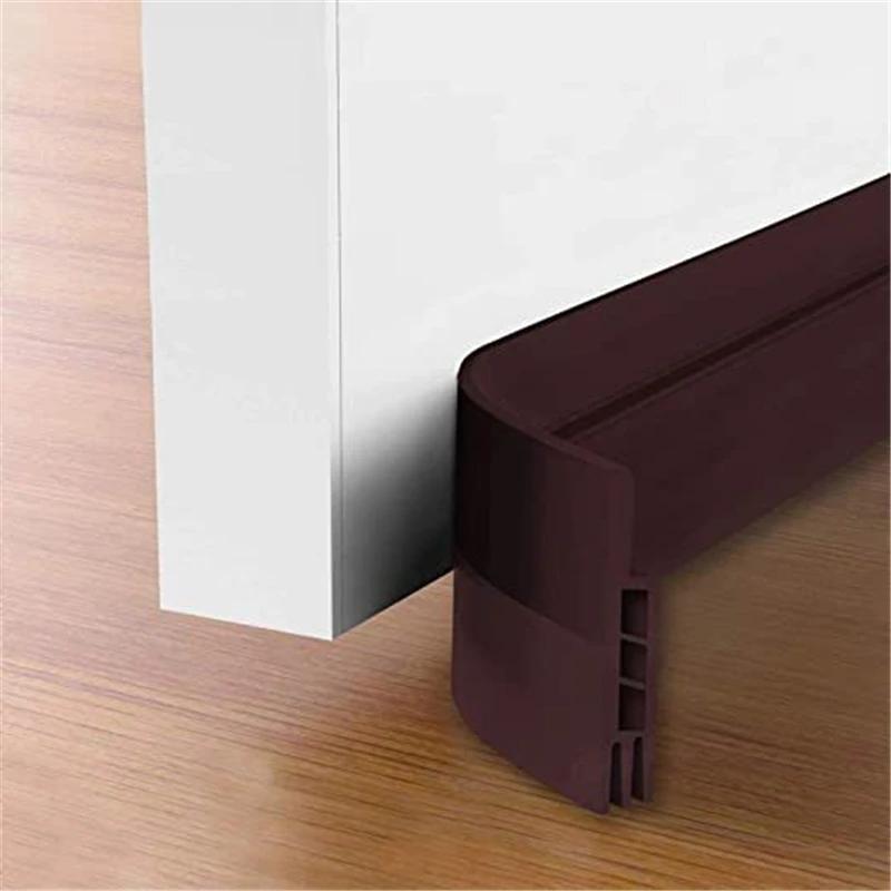 

100cm Silicone Door Draught Excluder Bottom Sealing Strip Tape Weatherstrip Waterproof Wind Proof Sound Insulation коричневий