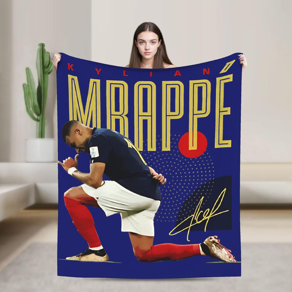 Mbappes Football Number 10 Blanket Coral Fleece Plush Decoration Multifunction Soft Throw Blankets for Home Couch Bedding Throws