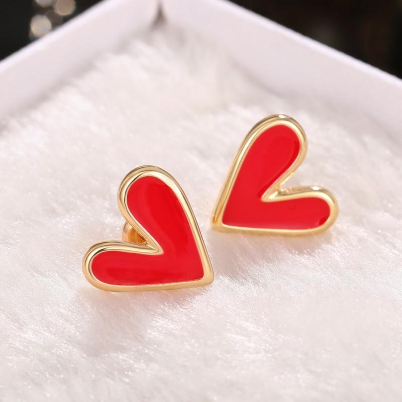 

CAOSHI Graceful Red Heart Stud Earrings Female Everyday Zircon Charming Fashion Women Teen Girls Gift Exquisite Accessories