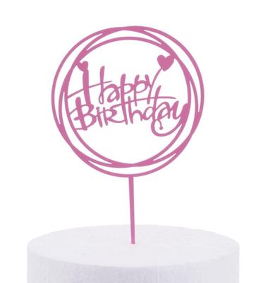 Topper Happy Birthday Pink Circle