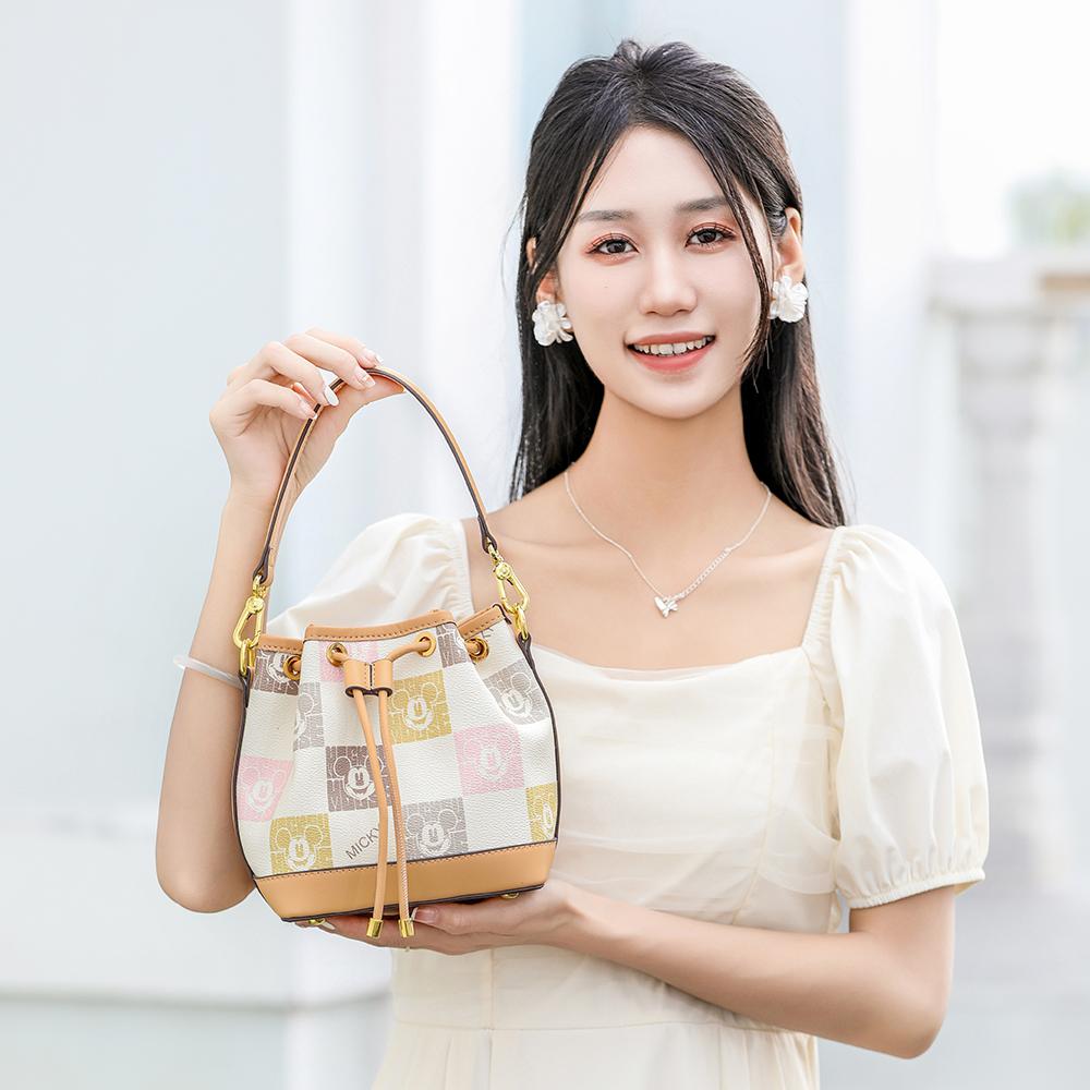 New Disney PU Bucket Bag, Shoulder Bag, Crossbody Bag, Handbag Women's Khaki BMK-71617P