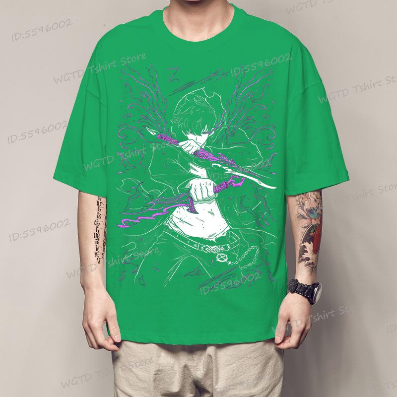 Solo Leveling T-Shirt Sung Jinwoo New Anime Manga Black Shirt Tee All Size Pro Choice Graphic T Shirts Oversized Vintage CLOTHES