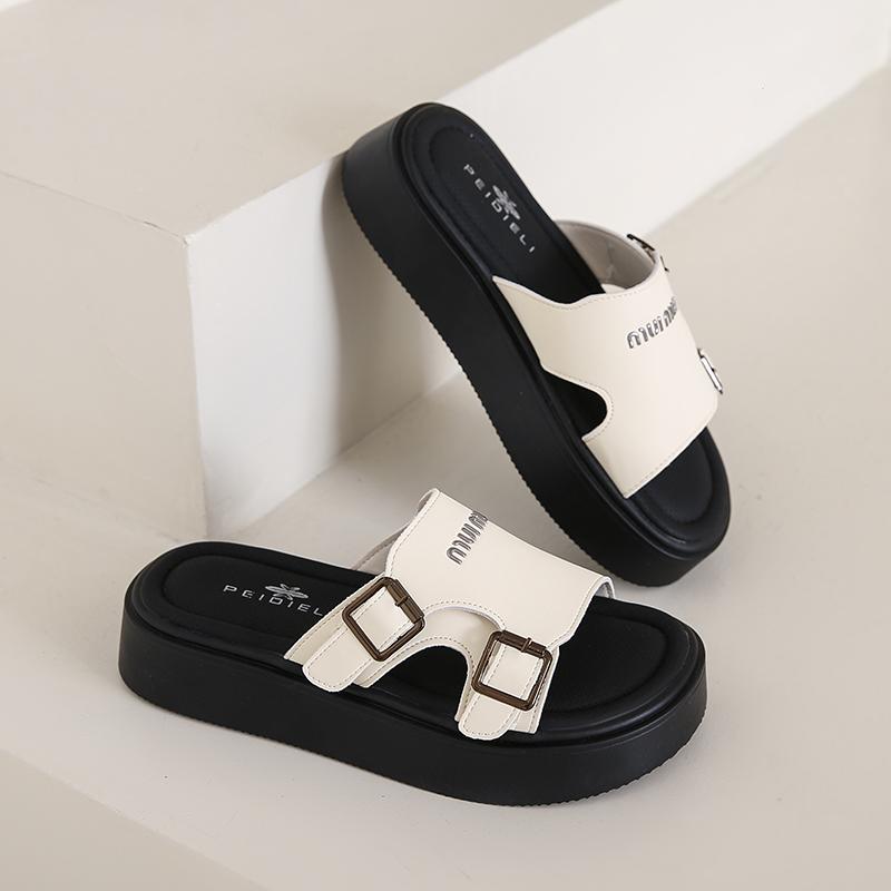 Fashion CRLAYDK Women Platform Sandals with Arch Support Adjustable Buckle Outdoor Beach Slippers Comfort Leather Open Toe Slides