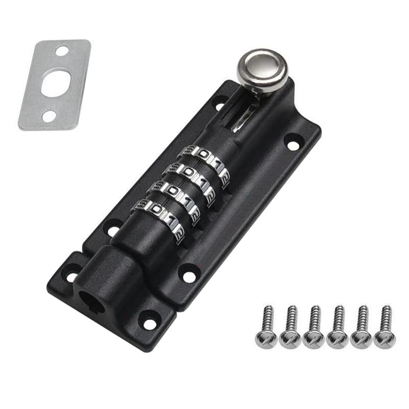 Passwortschloss Schwarz Silber Bolzen Metall Türverriegelung Diebstahlsicherung Kombinationsziffern-Vorhängeschloss Outdoor Home Holz Tor Hardware