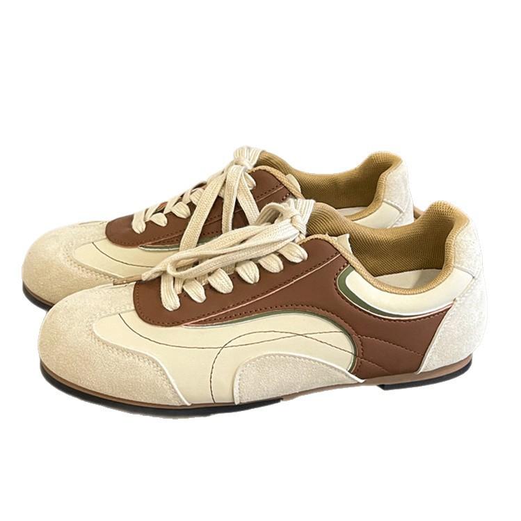 2025 summer new soft leather flat-soled German training shoes women's versatile casual sports board shoes soft-soled Forrest Gump shoes white shoes