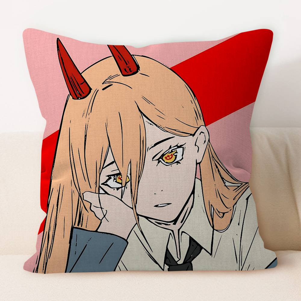 Power C-Chainsaw Man Pillowcase Toon Gift Cushion Cover Bedroom Home Sofa Chair Seat Decor Pillow Case