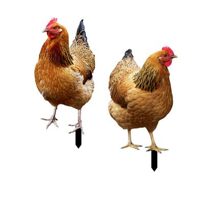 2 Pieces Hen Statue Garden Stakes Realistic Ornaments Lawn Sign Animal Sculptures for Lawn Floor Farmhouse Courtyard Outdoor