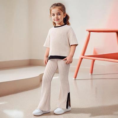 Ensemble de loisirs pour filles, pantalon évasé tendance pour enfants, été