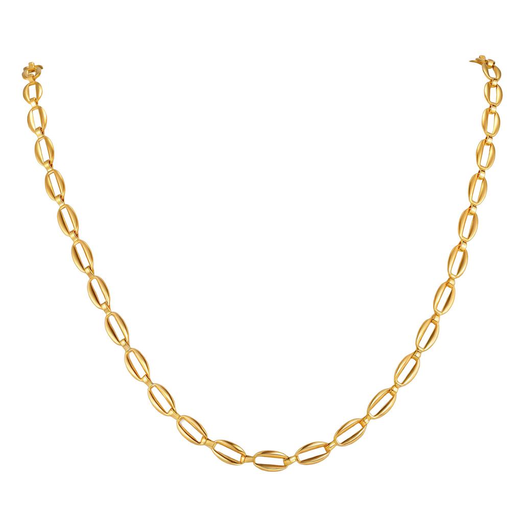 18K Gold Plated Stainless Steel Simple Wind Strap Chain Necklace Ladies Versatile Clavicle Chain Nc-2517