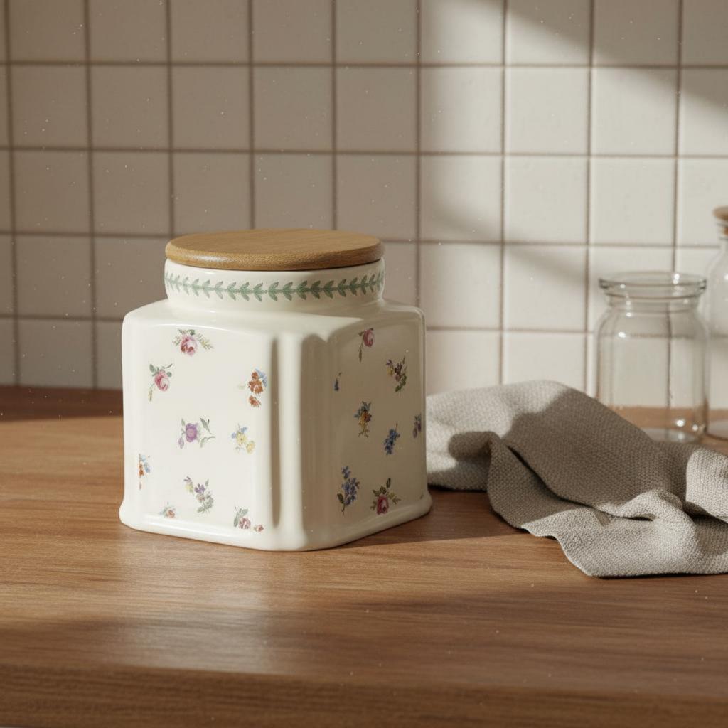 Keramische Vierkante Pot Vochtbestendig Luchtdichte Container Keramische Bewaarpot Siliconen Afsluiting Makkelijk Schoon te Maken voor Voorraadkast, Eettafel