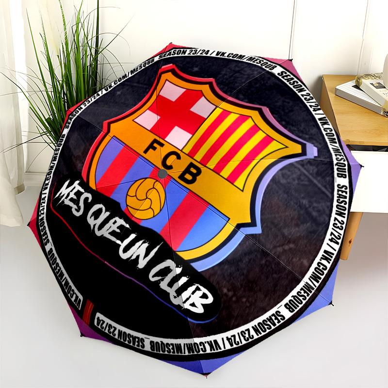 FC Barcelona  Pattern, Automatic Folding Umbrella, Portable and Foldable Design, 8 Ribs, a Christmas or Birthday Gift.