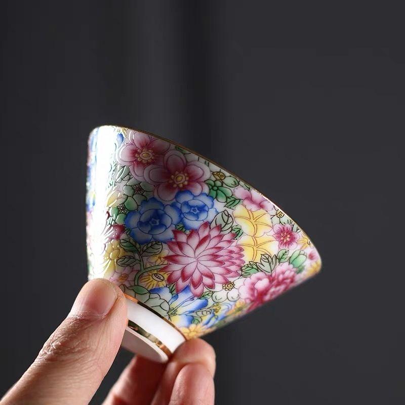 Эмалированная чашка-гайвань для чая Сань Цай – Чашка для чая Гунфу с крышкой Tea Bowl