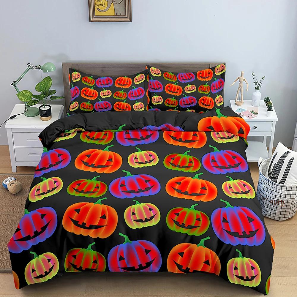 Halloween Decorations Duvet Cover Twin Cartoon Pumpkin Comforter Cover Lantern Ghost Quilt Cover Kids Boys Girls Holiday Gifts