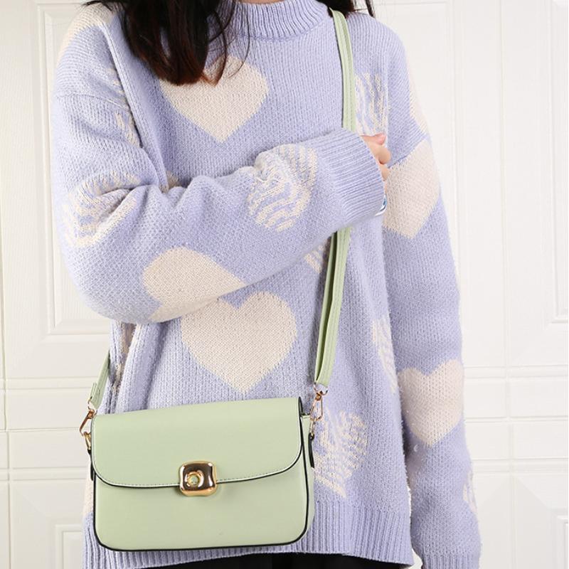 New Simple Flap Shoulder Bag For Women Solid Color PU Leather Small Square Bags Korean Casual Crossbody Bags Female Handbag