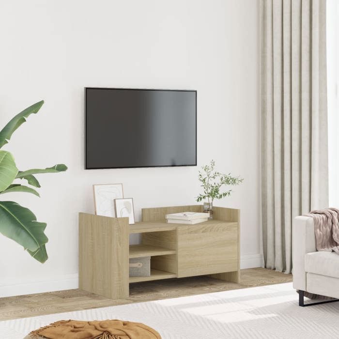 VidaXL Meuble TV chêne sonoma 80x35x40 cm bois d'ingénierie, support TV, buffet TV, meuble multimédia, banc TV, armoire 848369